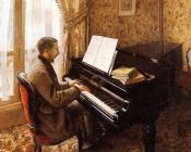 古斯塔夫 卡里伯特 : Young Man Playing the Piano